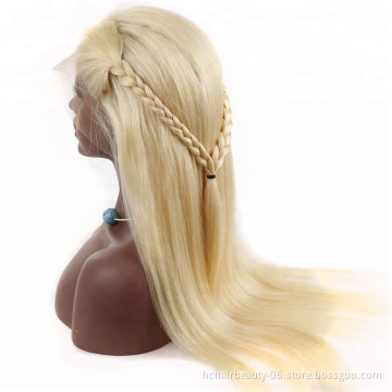 Wholesale Transparent Virgin Brazilian Straight 613 Honey Blonde 360 Lace Front 100% Human Hair Blend Wigs